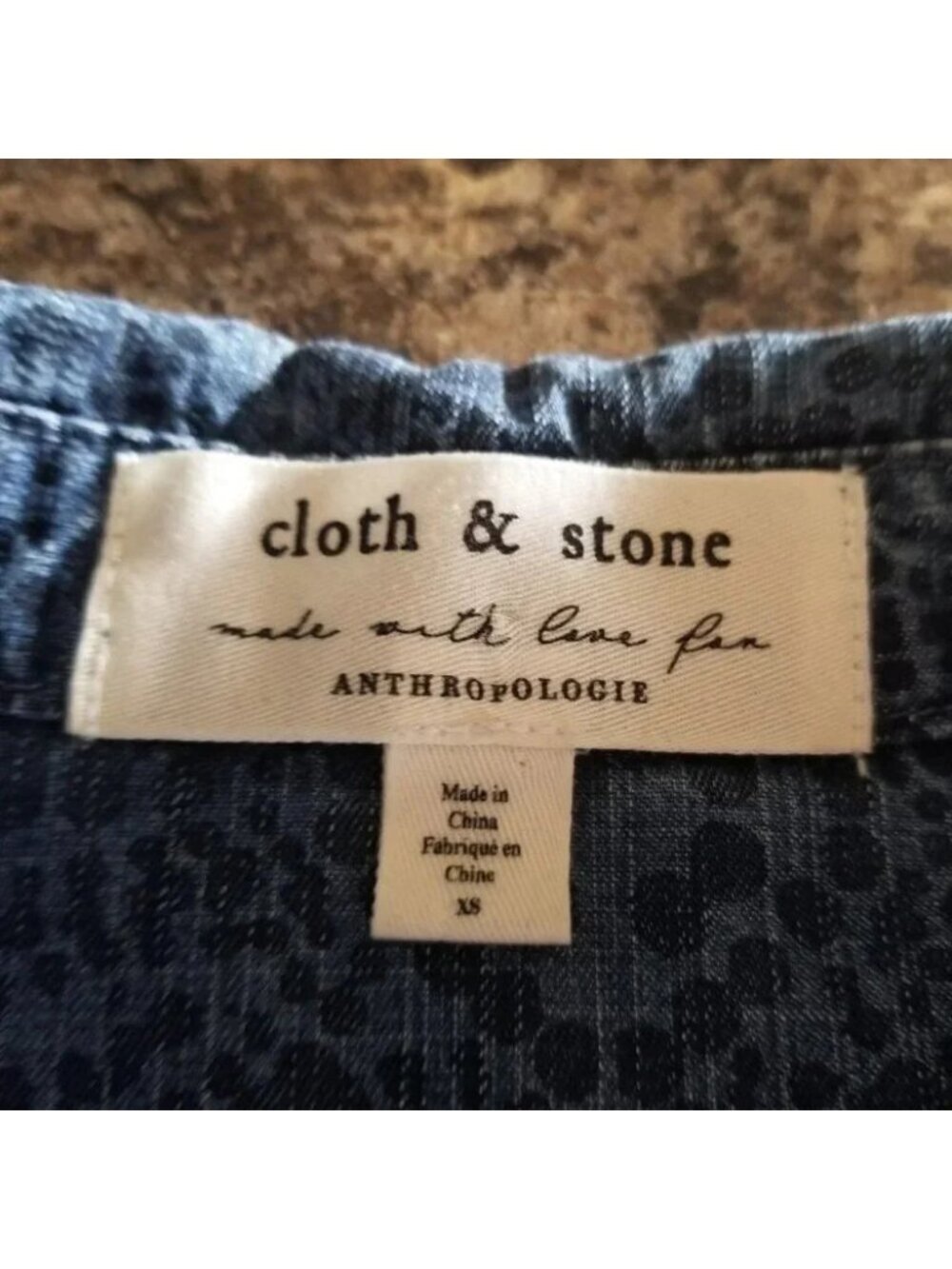 Anthropologie Cloth & Stone Printed Chambray Dress XS - Picture 14 of 15